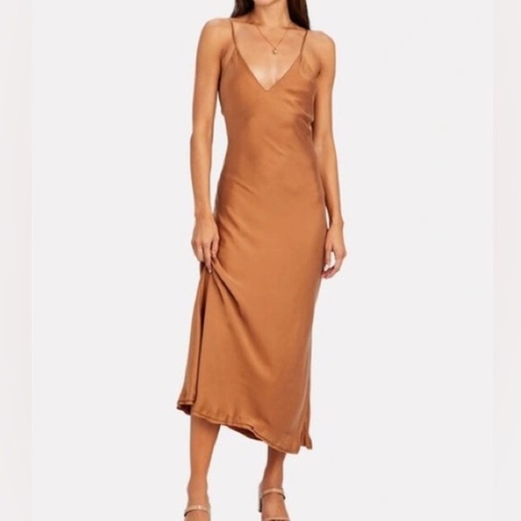Jonathan Simkhai Isla Bias Maxi Dress in Toffee - Picture 1 of 7